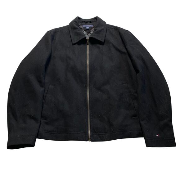 Tommy Hilfiger Men’s Black Wool Blend Bomber Casual Quilt Lined Jacket Size XL - Picture 1 of 7
